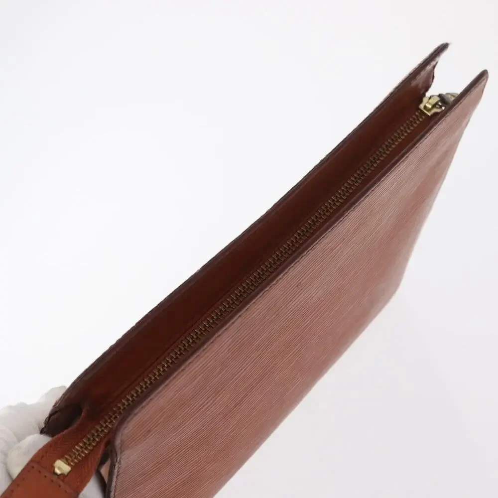 Louis Vuitton Epi Pochette Homme Clutch Bag Brown Zipangu Gold